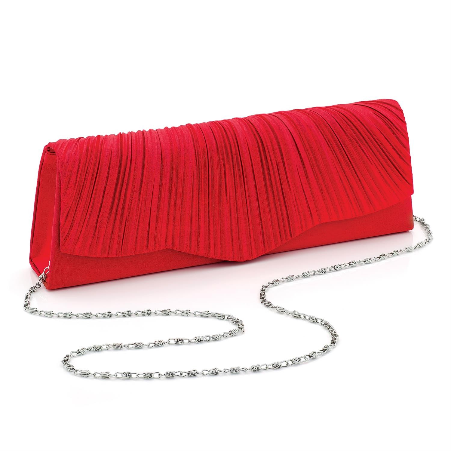 bright red clutch bag