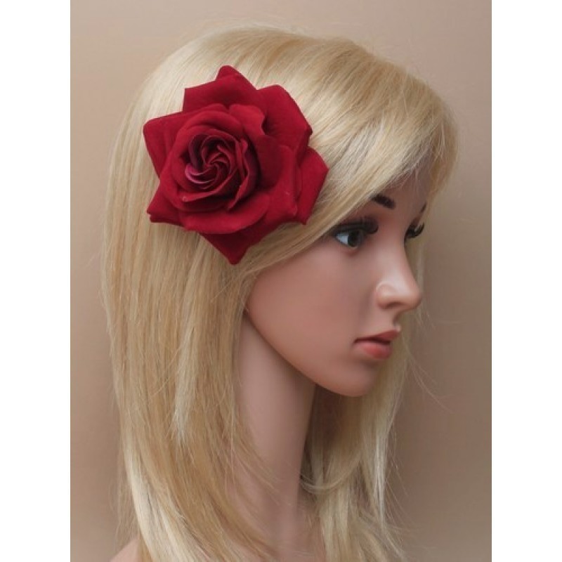 red rose hair clip