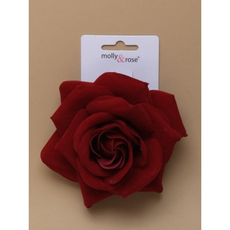 large red rose hair clip