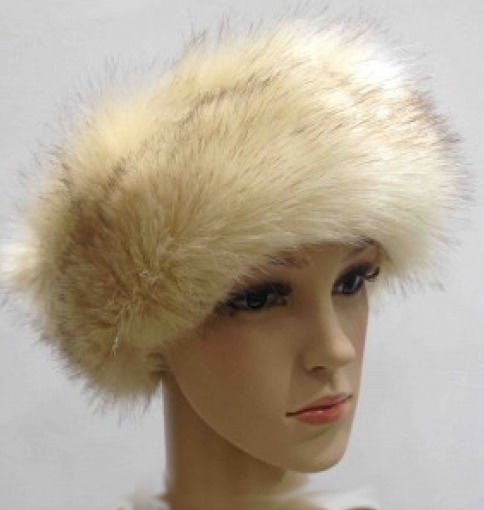 cream faux fur hat