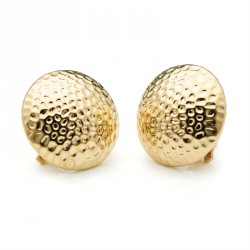 Earring - Shiny gold colour stamped design round clip on...