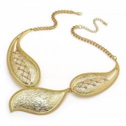 Necklace - Gold colour crystal leaf design chain...
