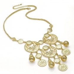 Necklace - Gold colour crystal chain drop tribal look...