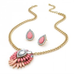 Necklace & Earring set - Gold colour pink and peach tone...