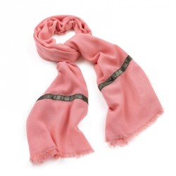 Scarf - Pink scarf with gold colour trim. - (SC29088)