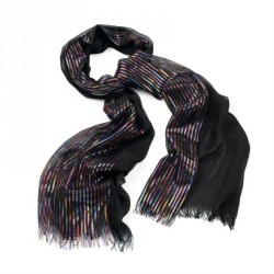 Scarf - Black and AB colour lurex design scarf. - (SC29070)