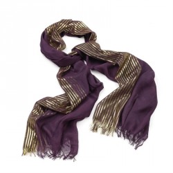 Scarf - Purple and gold colour lurex design scarf. -...