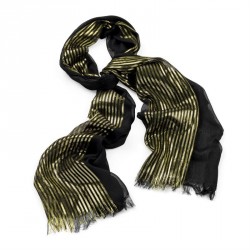 Scarf - Black and gold colour lurex design scarf. -...