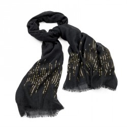 Scarf - Black and gold colour sequin scarf. - (SC29033)