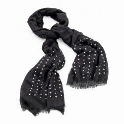 Scarf - Black and silver colour stud look scarf. - (SC29030)