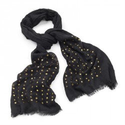 Scarf - Black and gold colour stud look scarf. - (SC29029)