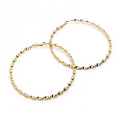 Earring - Large size shiny gold colour twist design hoop...