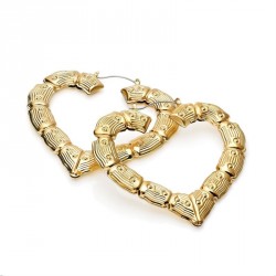 Earring - Gold colour heart design bamboo look earrings....