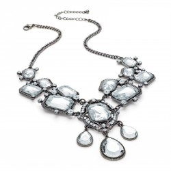 Necklace - Hematite grey colour crystal bead chain...