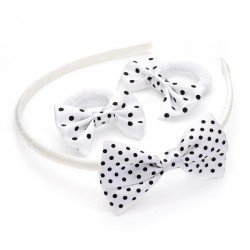 Headband & Hair bow set - Three piece white and black...