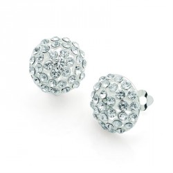 Earring - Silver colour crystal clip on earrings. -...