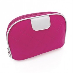 Bag - Fuchisa pink and white make up bag. - (PC28725)