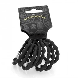 Hair tie set - 8 Eight piece black ribbed design hair...