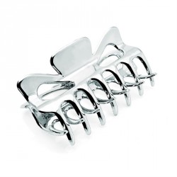 Hair clip - Silver colour square shape hair claw clip. -...