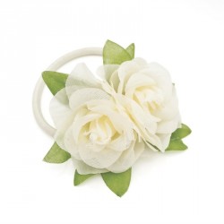 Hair flower - Ivory colour double flower hair elastic...