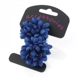 Hair flower set - Two piece small royal blue flower ponio...