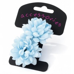 Hair flower set - Two piece small light blue flower ponio...