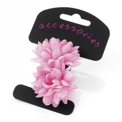 Hair flower set - Two piece small pink flower ponio hair...