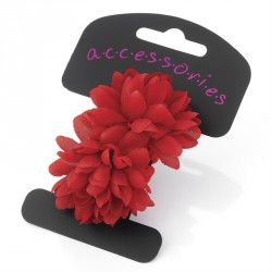 Hair flower set - Two piece small red flower ponio hair...