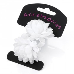 Hair flower set - Two piece small white flower ponio hair...