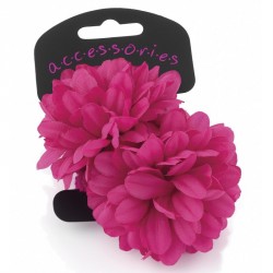 Hair flower set - Two piece fuchsia pink flower ponio...