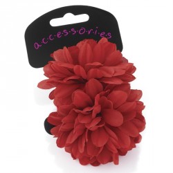 Hair flower set - Two piece red flower ponio hair set. -...
