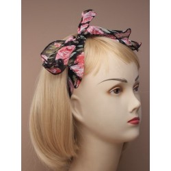 Hair Tie - floral print chiffon fabric hair tie in...