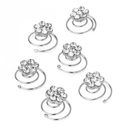 Hair gem set - Six piece crystal hair swirl set. - (HA28497)