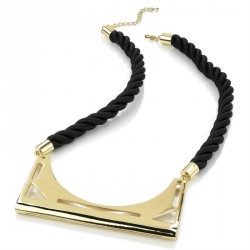 Necklace - Gold colour black cord metal pendant necklace....