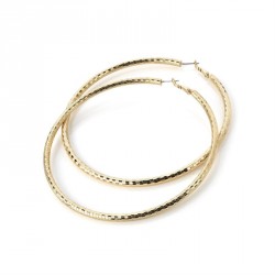 Earring - Gold colour mesh look hoop earrings. - (ER28200)