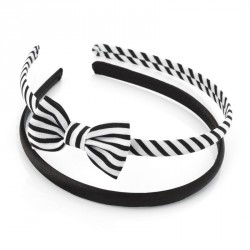 Headband set - Two piece black & white bow and plain...