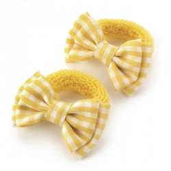 Hair bow set - One pair yellow gingham check print bow...