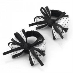 Hair bow set - One pair black tone bow hair ponio set. -...