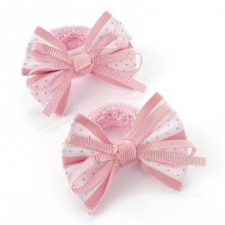 Hair bow set - One pair pink tone bow hair ponio set. -...