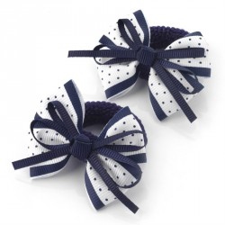 Hair bow set - One pair navy tone bow hair ponio set. -...