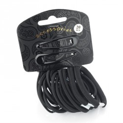 Hair clip & tie set - Twenty piece black colour hair snap...