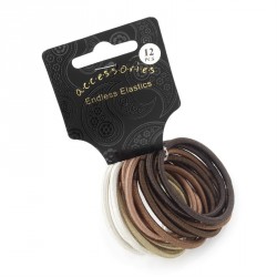Hair tie set - 12 Twelve piece brown tone satin finish...