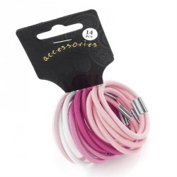 Hair tie set - 14 Fourteen piece pink tone thick hair...