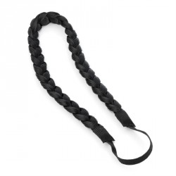 Hair band - Black platted imitation hair elastic head...