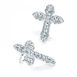 Ring - Shiny silver colour crystal cross design...