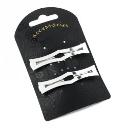 Hair clip set - Two piece silver colour curved design...