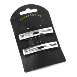 Hair clip set -Two piece silver colour double bar design...