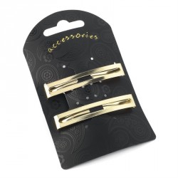 Hair clip set - Two piece gold colour double bar design...