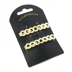Hair clip set - Two piece gold colour circle design...