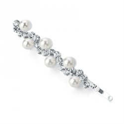 Hair clip - Silver and cream pearl colour crystal hair...